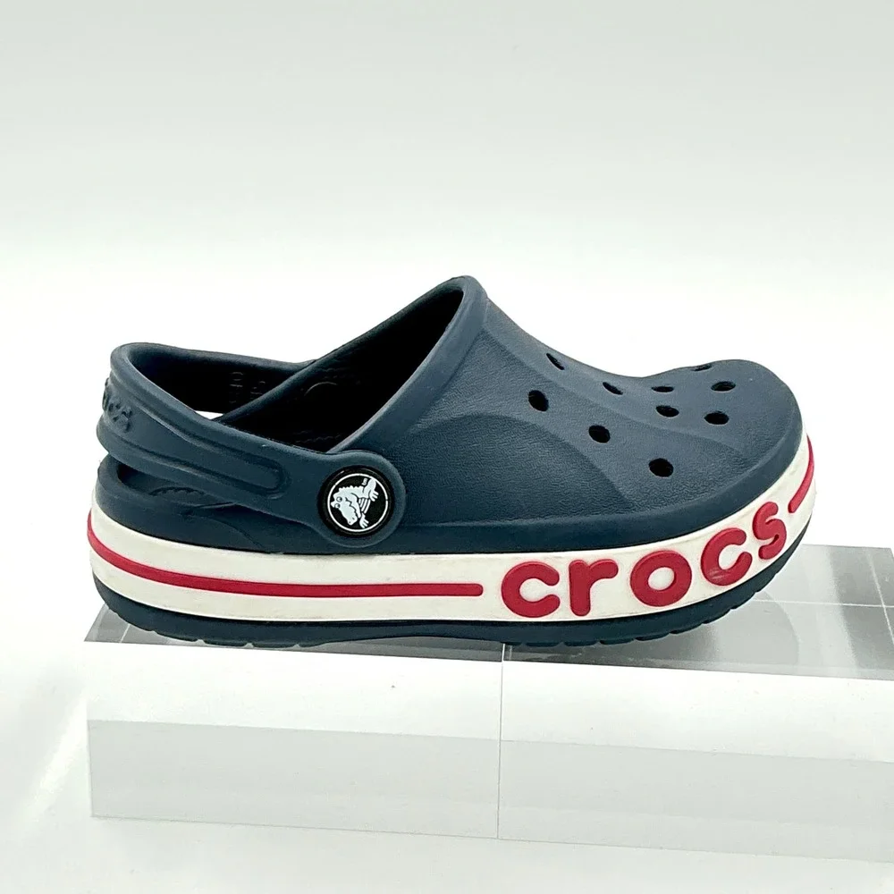 Crocs Size 10 Clog Navy Blue Red White Bayaband Kids